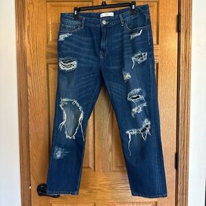 Abercrombie & Fitch Blue Relaxed Distressed Jeans
